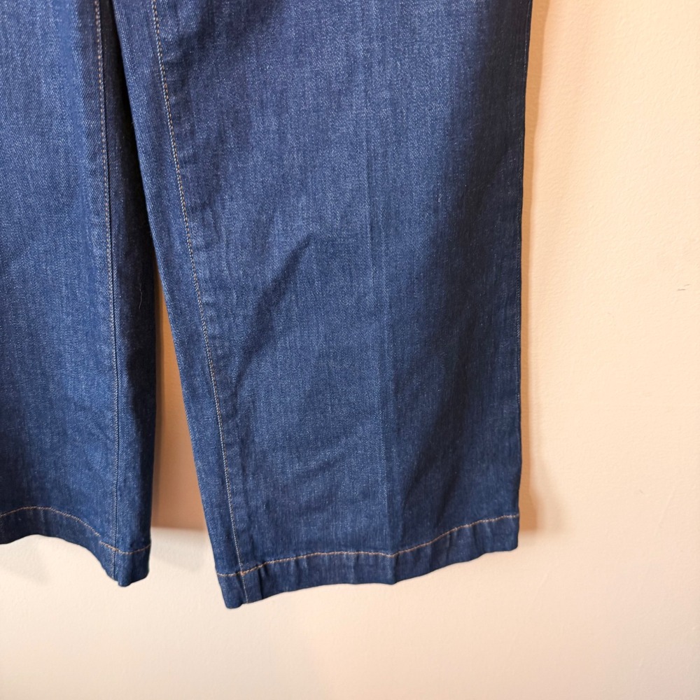 Paige Harper Ankle Wide Leg Jeans Dark Indigo Front Patch Pocket Womens Size 26 - Picture 4 of 10